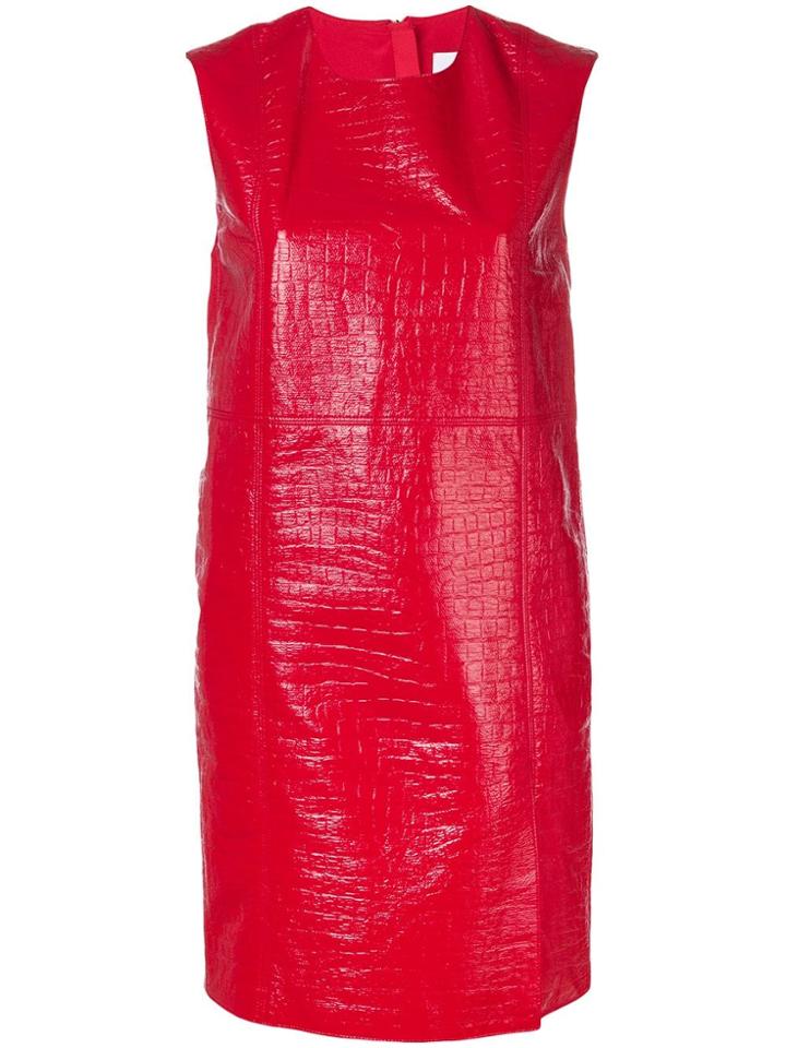 Msgm Crocodile Effect Short Dress - Red