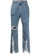 Ader Error Loose Fit Ripped Jeans - Blue