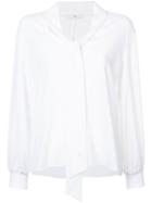 Tibi Savanna Gibson Tie Blouse - White