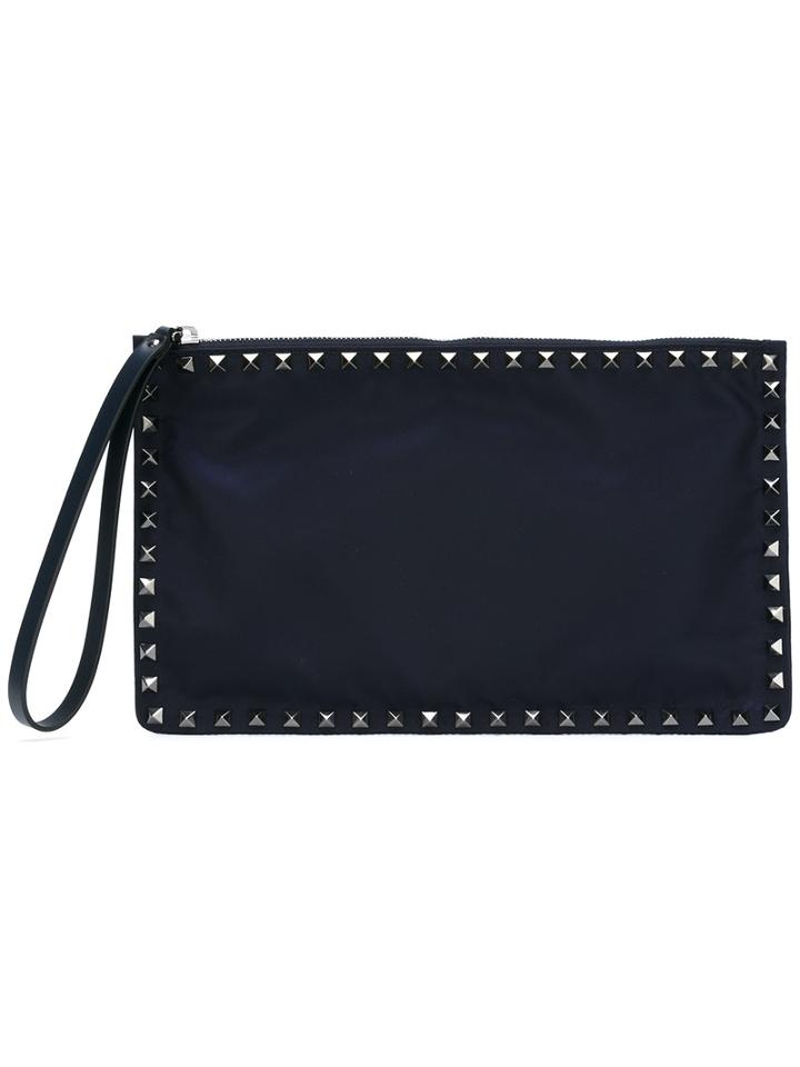 Valentino - Large 'rockstud' Pouch - Men - Acrylic/polyamide - One Size, Blue, Acrylic/polyamide