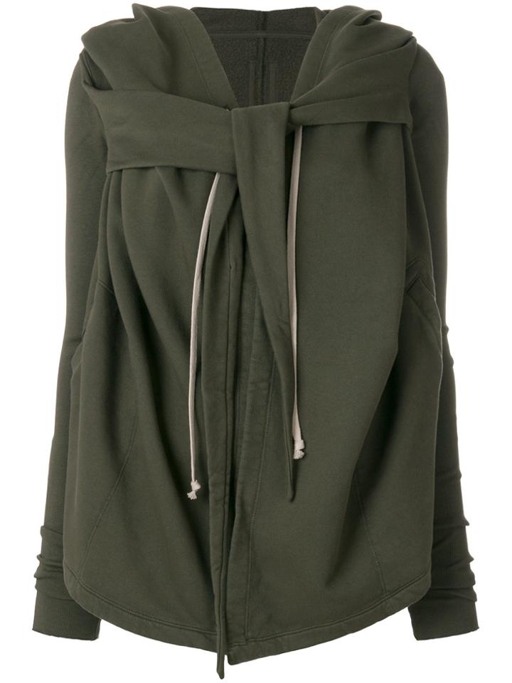 Rick Owens Drkshdw Tie Detail Draped Hoody - Green
