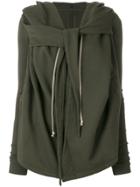 Rick Owens Drkshdw Tie Detail Draped Hoody - Green