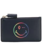 Anya Hindmarch Zipped Card Key Case Rainbow Wink In Marine Circus -