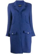 Chanel Vintage Concealed Fastening Tweed Coat - Blue