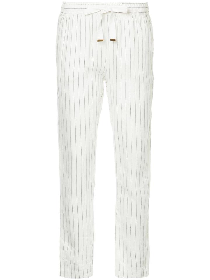 Venroy Striped Slim Lounge Pants - White