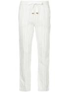 Venroy Striped Slim Lounge Pants - White