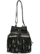 Htc Hollywood Trading Company Fringed Bucket Shoulder Bag, Women's, Black, Leather