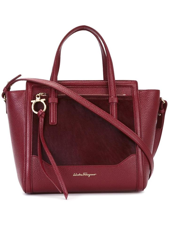 Salvatore Ferragamo Medium Mixed Material Tote, Women's, Red