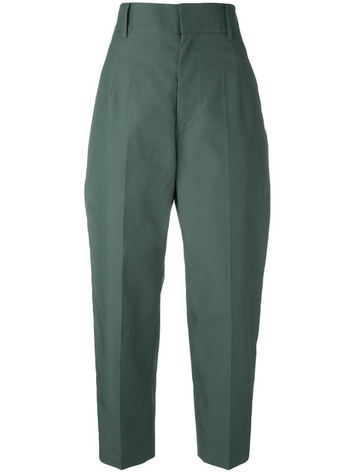 Sofie D'hoore - High-waisted Trousers - Women - Cotton - 40, Green, Cotton