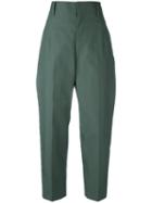 Sofie D'hoore - High-waisted Trousers - Women - Cotton - 40, Green, Cotton