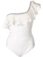 Missoni Mare Ruffled One-shoulder Swimsuit - White
