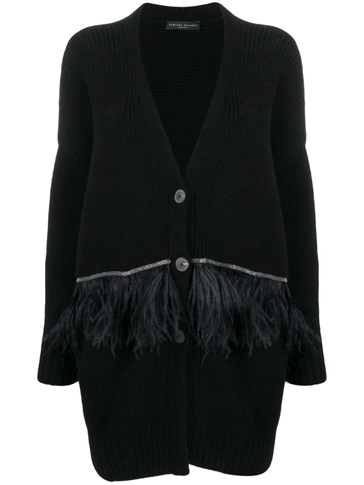 Fabiana Filippi Feather-embellished Cardi-coat - Black