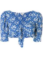 For Love And Lemons Floral Print Cropped Top - Blue