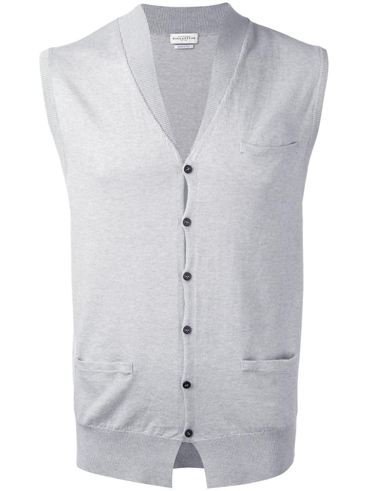 Ballantyne Button Knit Waistcoat - Grey