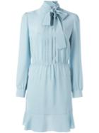 Red Valentino Pussy Bow Dress, Women's, Size: 44, Blue, Silk