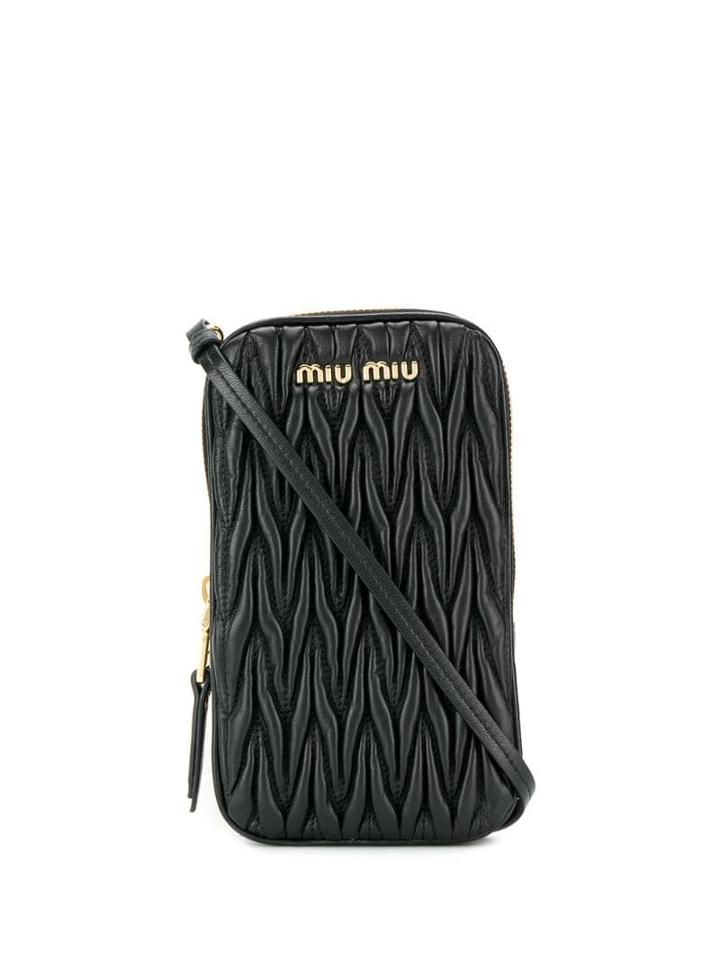 Miu Miu Matelassé Leather Phone Case - Black