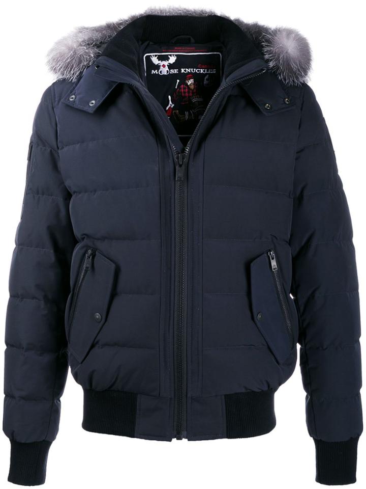 Moose Knuckles Zipped Hooded Jacket - Blue
