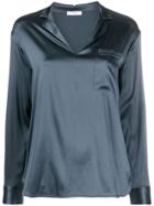 Peserico V-neck Metallic-effect Blouse - Blue