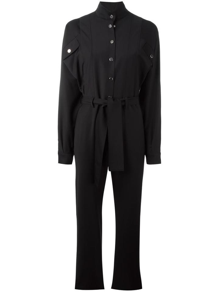 Carolinaritz High Neck Belted Jumpsuit, Women's, Size: 38, Black, Nylon/wool/spandex/elastane
