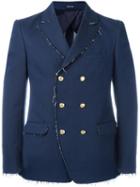 Alexander Mcqueen Double Breasted Jacket, Men's, Size: 50, Blue, Cotton/polyamide/viscose