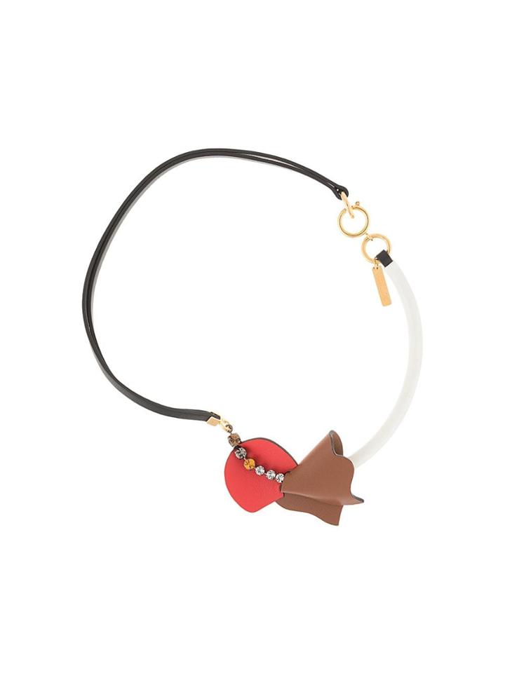 Marni Asymmetric Leather Necklace - Multicolour