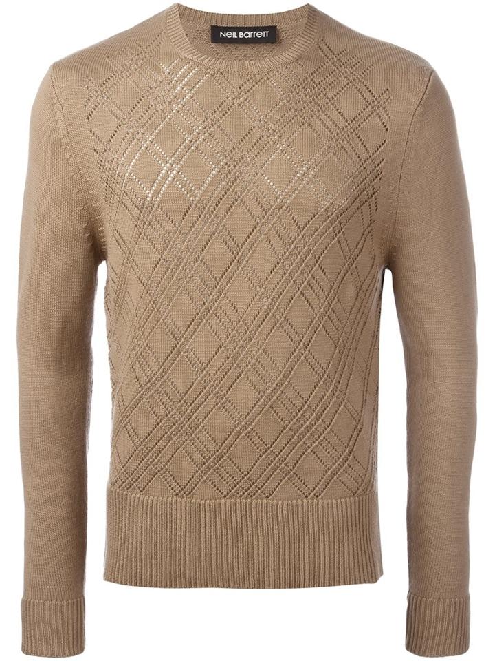 Neil Barrett Pointelle Jumper, Men's, Size: Xl, Nude/neutrals, Wool