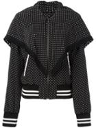 Dolce & Gabbana Polka-dot Fringed Bomber Jacket, Women's, Size: 44, Black, Silk
