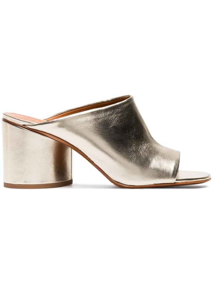 Robert Clergerie Gold Caren 75 Leather Mules - Metallic