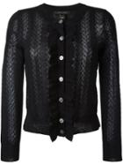 Marc Jacobs Ruffled Placket Cardigan, Women's, Size: Small, Black, Silk/wool