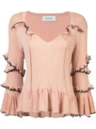 Derek Lam 10 Crosby Ruffled Knitted Blouse, Women's, Size: Small, Yellow/orange, Cotton