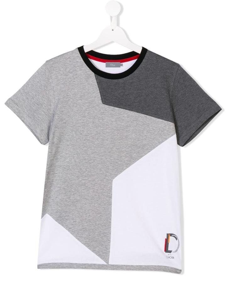 Baby Dior Teen Star Logo Printed T-shirt - Grey