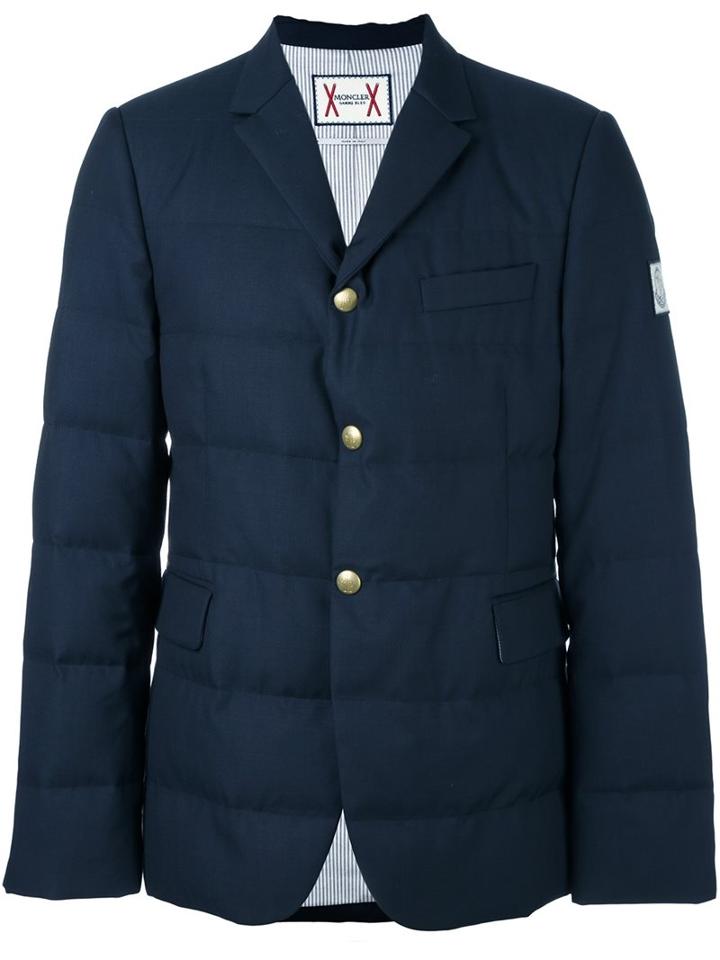Moncler Gamme Bleu Padded Blazer, Men's, Size: 1, Blue, Cotton/feather Down/cupro/wool