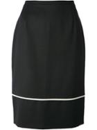 Jean Louis Scherrer Vintage White Stripe Skirt, Women's, Size: 40, Black