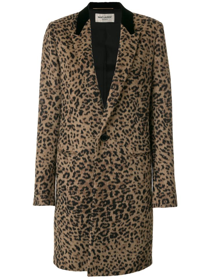 Saint Laurent Single Breasted Coat - Brown