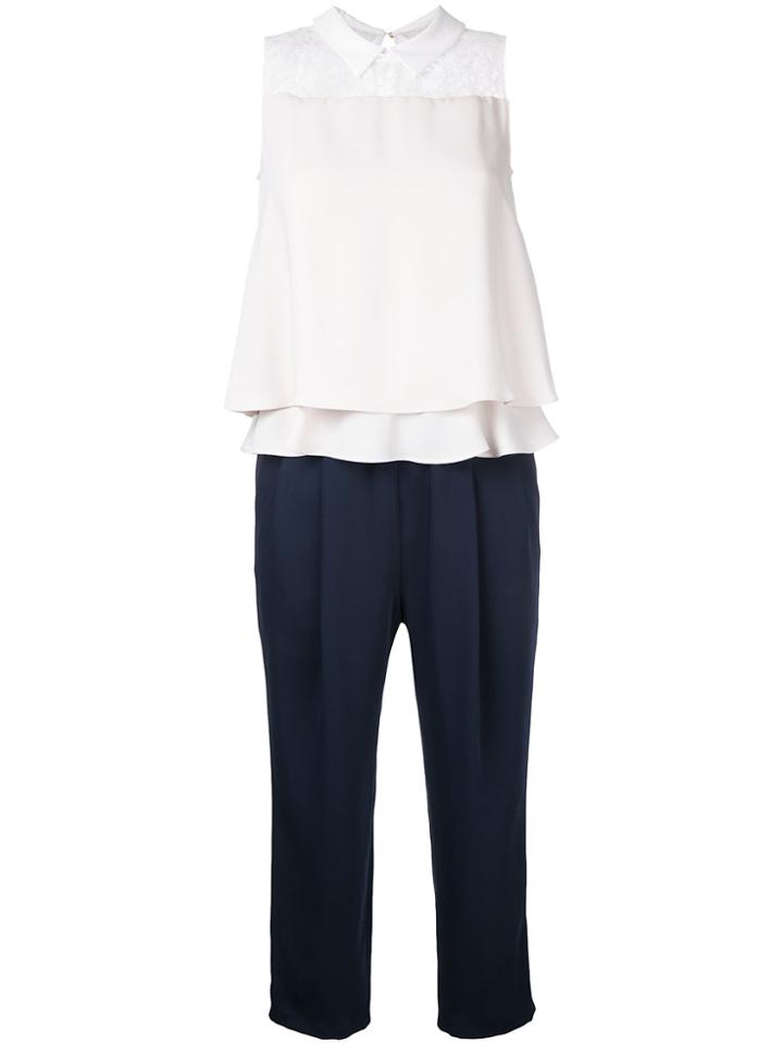 Loveless Layered Top Jumpsuit - White
