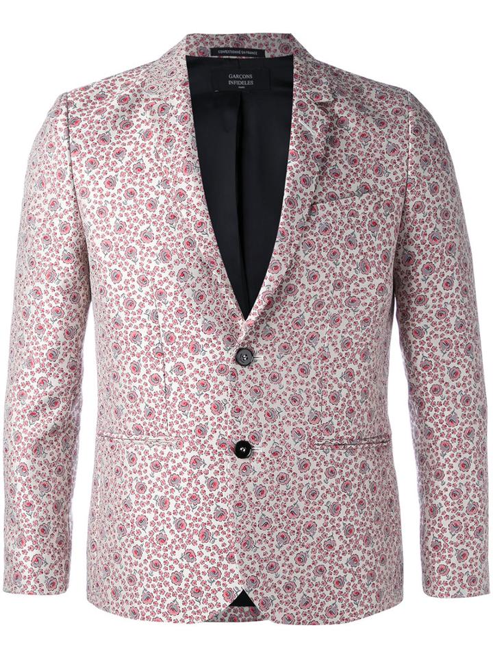 Garcons Infideles - Floral Suit Jacket - Unisex - Polyester - 46, White, Polyester