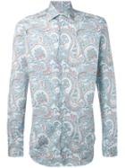 Etro Paisley Print Shirt, Men's, Size: 43, Blue, Cotton/spandex/elastane