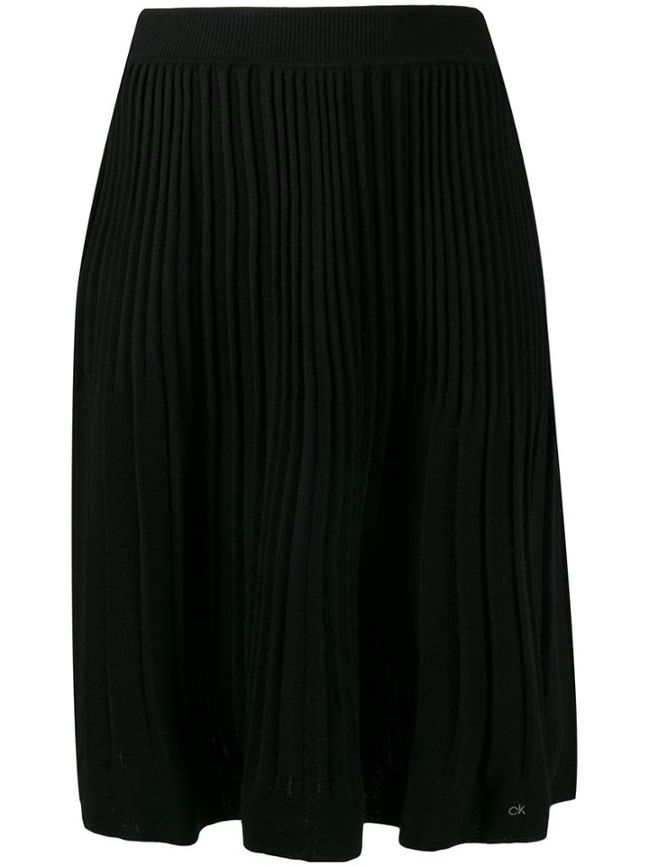 Calvin Klein Pleated Knit Skirt - Black