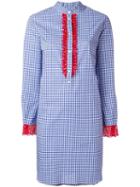 Hilfiger Collection Checked Lace Trim Dress, Women's, Size: 6, Blue, Cotton