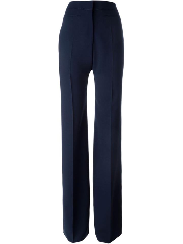 Calvin Klein Collection Wide Leg Trousers, Women's, Size: 42, Blue, Acetate/viscose/spandex/elastane/silk