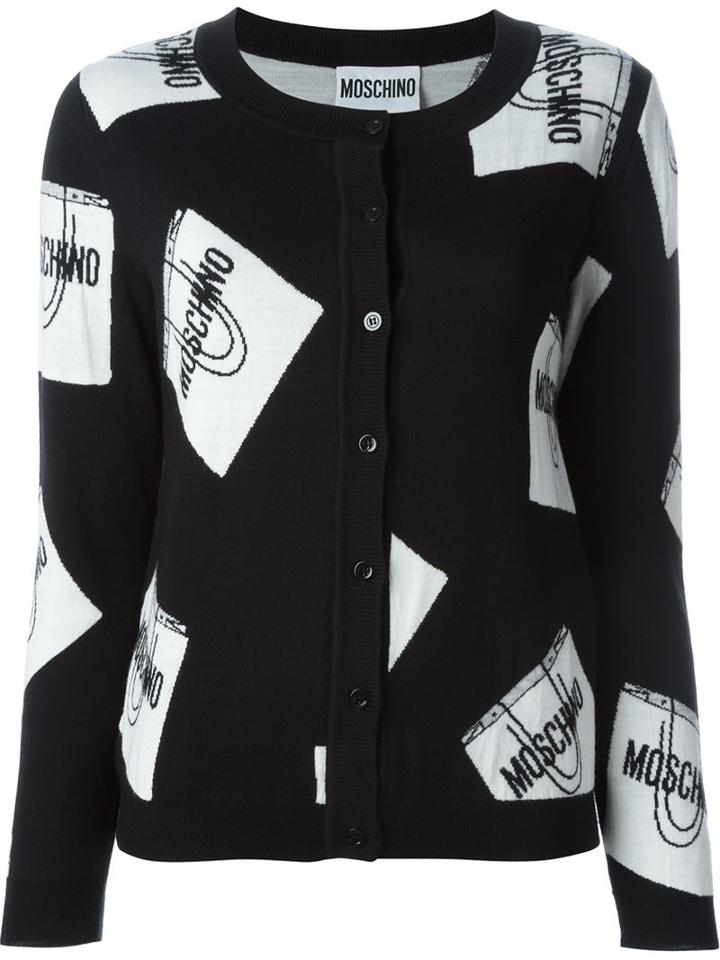 Moschino Shopping Bag Intarsia Cardigan