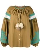 Wandering - Embroidered Tassel Shirt - Women - Cotton - 44, Green, Cotton