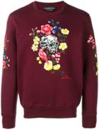 Alexander Mcqueen Skull Floral Print Sweater - Red