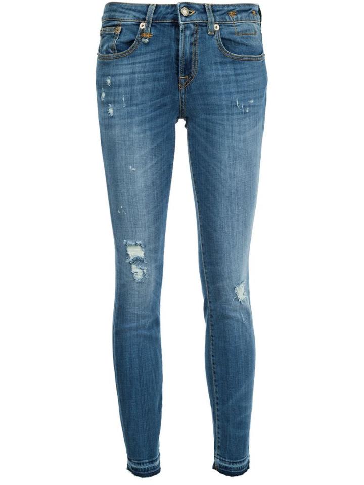 R13 Skinny Cropped Jeans, Women's, Size: 26, Blue, Cotton/spandex/elastane