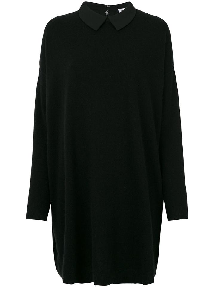 Twin-set - Collared Day Dress - Women - Polyamide/polyester/viscose/wool - Xl, Black, Polyamide/polyester/viscose/wool