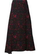 Y's Abstract Print Full Skirt, Women's, Size: 1, Black, Cotton