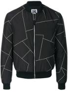 Les Hommes Urban Geometric Print Bomber Jacket - Black