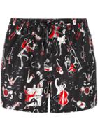 Dolce & Gabbana Jazz Club Print Swim Shorts, Men's, Size: 6, Black, Polyester