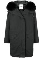Yves Salomon Army Fur-trim Hooded Coat - Black