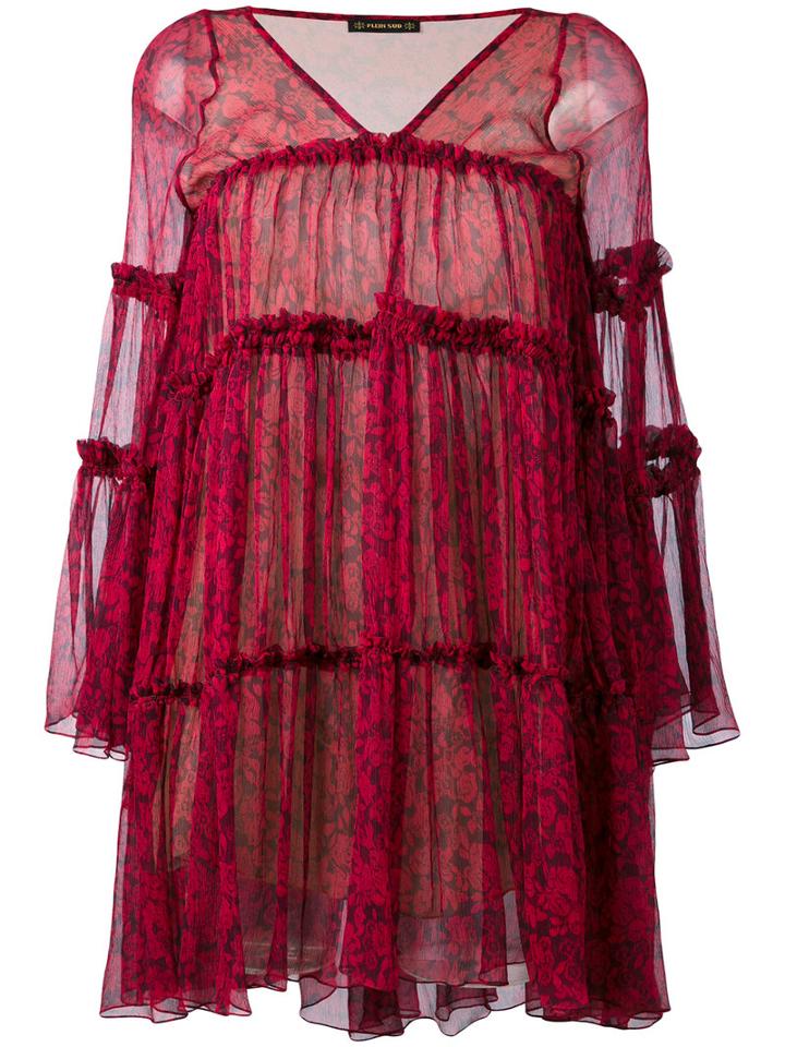 Plein Sud - Flared Dress - Women - Silk - 40, Red, Silk